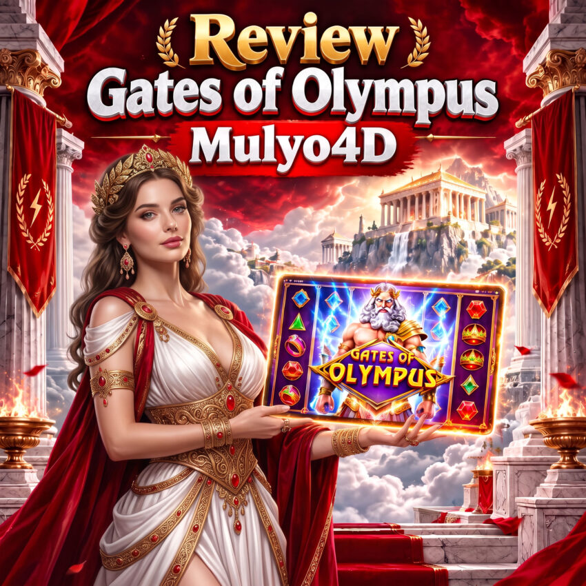 dewi Yunani, menampilkan game Gates of Olympus, dan tulisan “Review Gates of Olympus Mulyo4D”